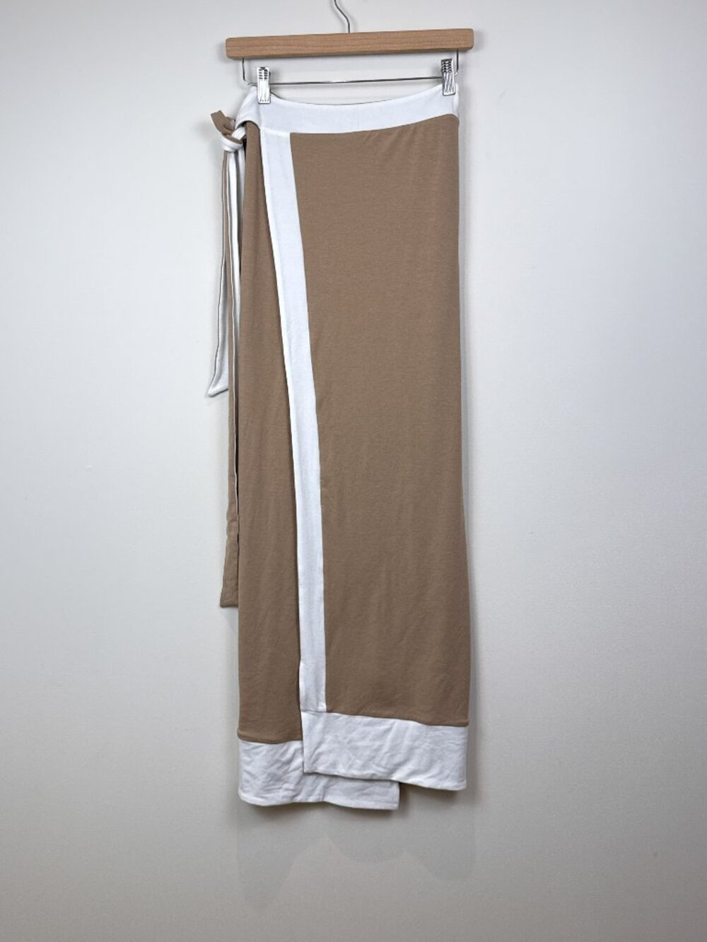 JLUXLABEL Womens Brown White Reversible Colorblock Wrap Maxi Skirt Size M